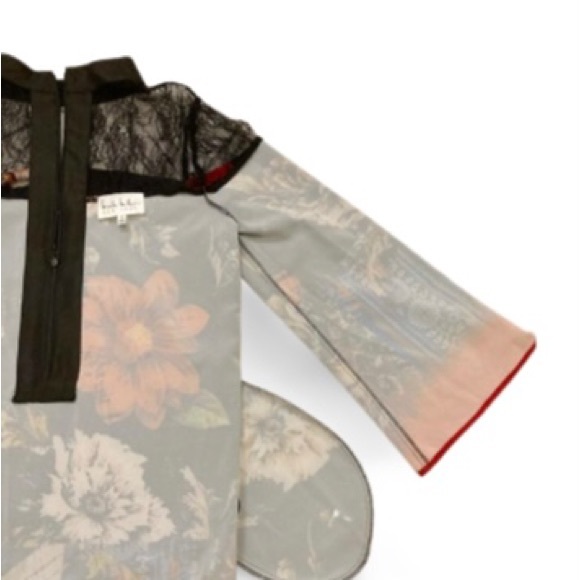 Nicole Miller Bell Sleeve Mock Neck Floral Print Dress - Size 12 - Picture 10 of 14